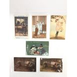 Six old postcards, subjects include Suffragettes a