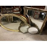An ornate gilt framed mirror together with 4 addit
