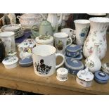 A collection of ceramics including Wedgwood Jasper