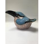 A pottery kingfisher signed Jenny Hale .15 cm .