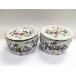 A pair of 20th Century Chinese cricket jars with h