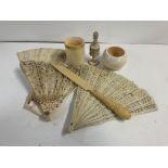 A small collection of carved Ivory items etc.