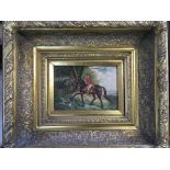 Two gilt framed copies of old oil paintings compri