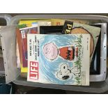 Three boxes containing Snoopy ephemera books cards