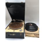 A Decca 50DS portable gramophone and a small colle