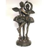 A bronze figural group of two dancing ballerinas,