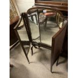 An Edwardian walnut frame tri folding mirror backe