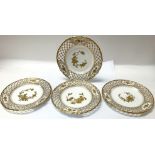 Four Wedgwood Etruria cabinet plates, one made for