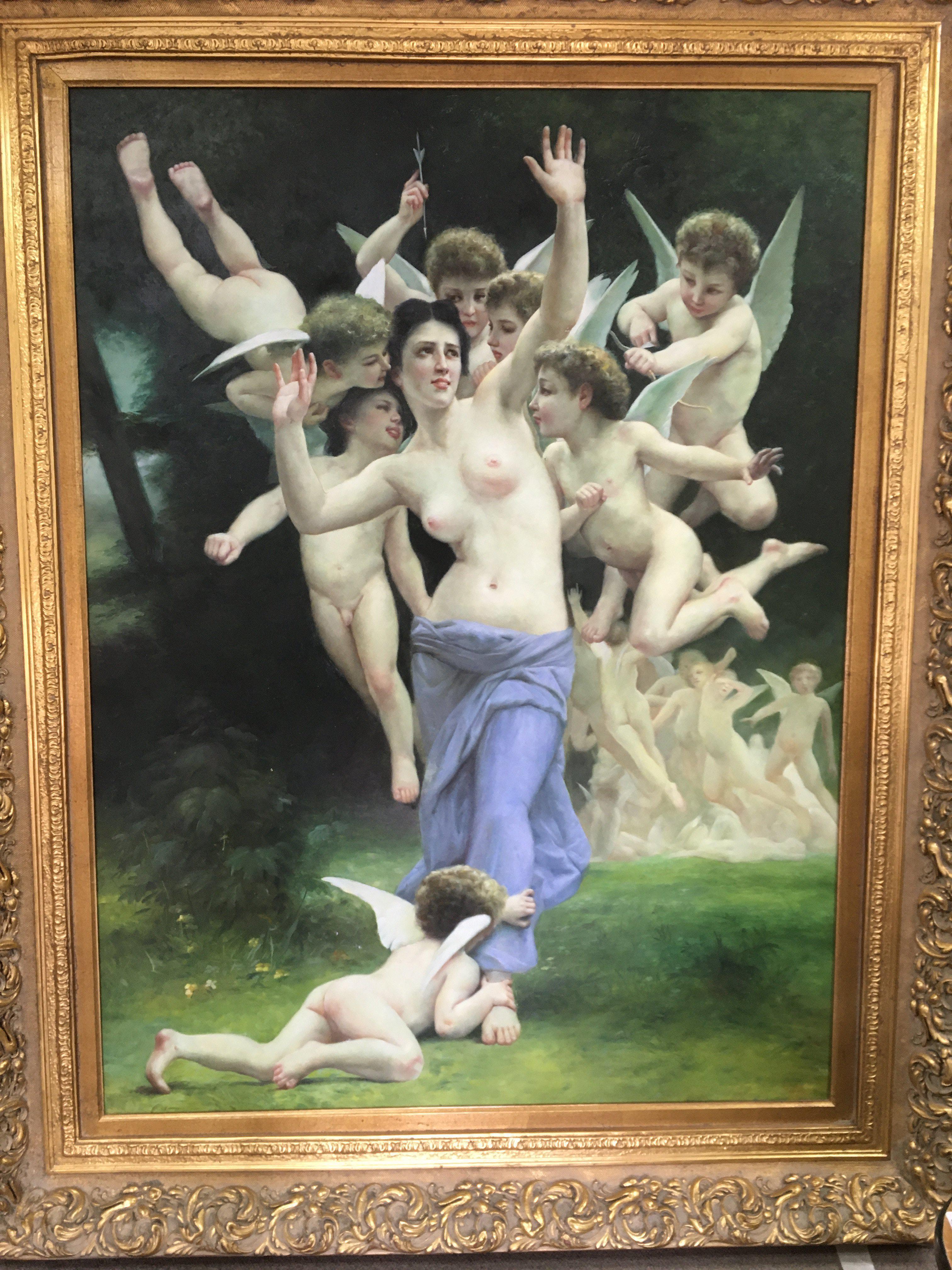 A large gilt framed 20th Century oil on canvas of