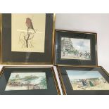 A collection of framed watercolours by local artis