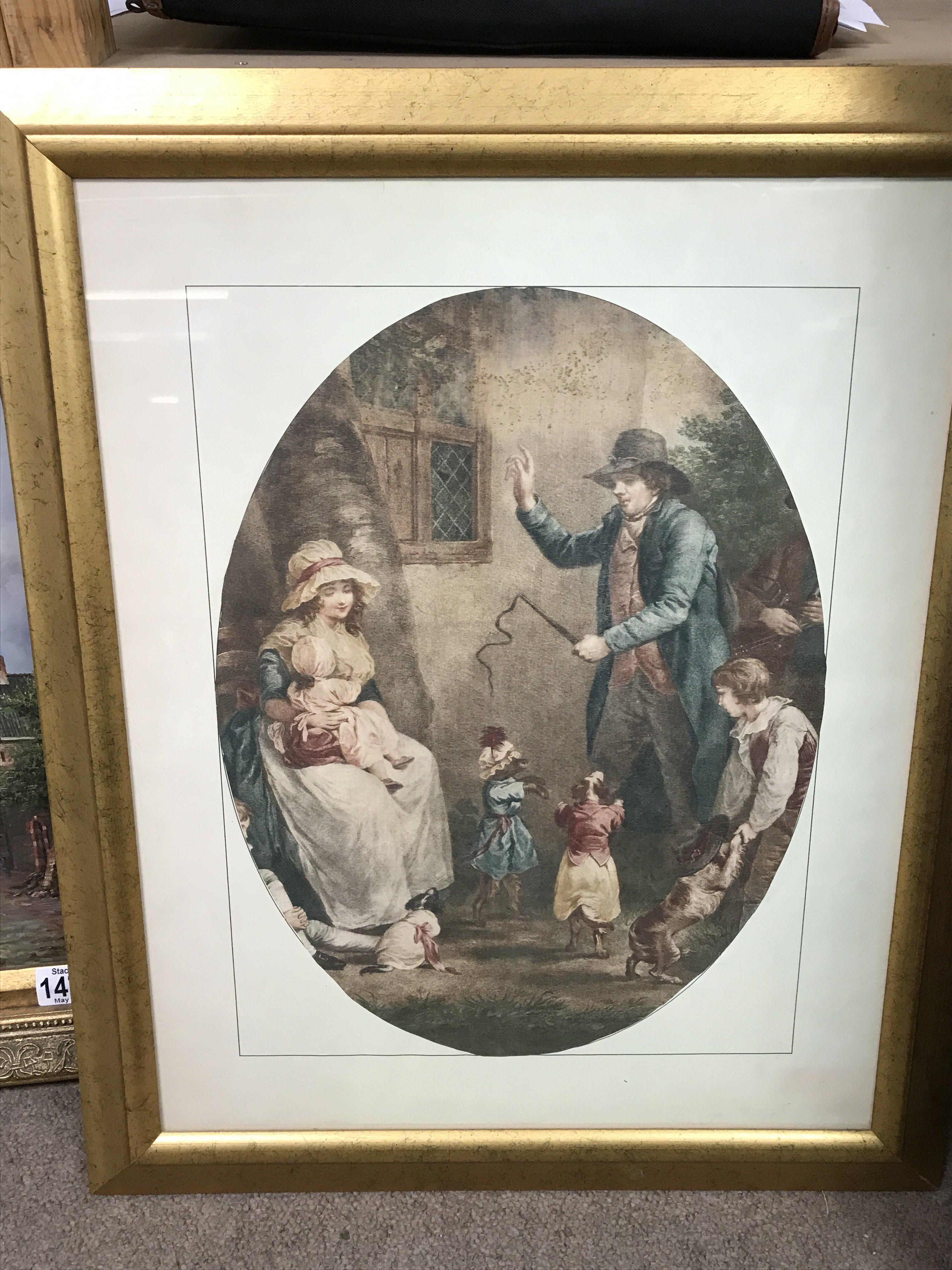 A framed printed silk, measuring approximately 49c