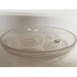 An R Lalique opalescent glass dish with sunflowers. 22cm wide