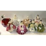 8 Royal Doulton figurines, Fleur, Elegance, Victor