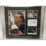 A large framed Tiger woods Golfing montage with a