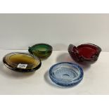 4 studio glass items including whitefriars.