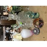 A Collection of glass ware including decanters and
