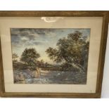 A framed early 19th century watercolour study of a
