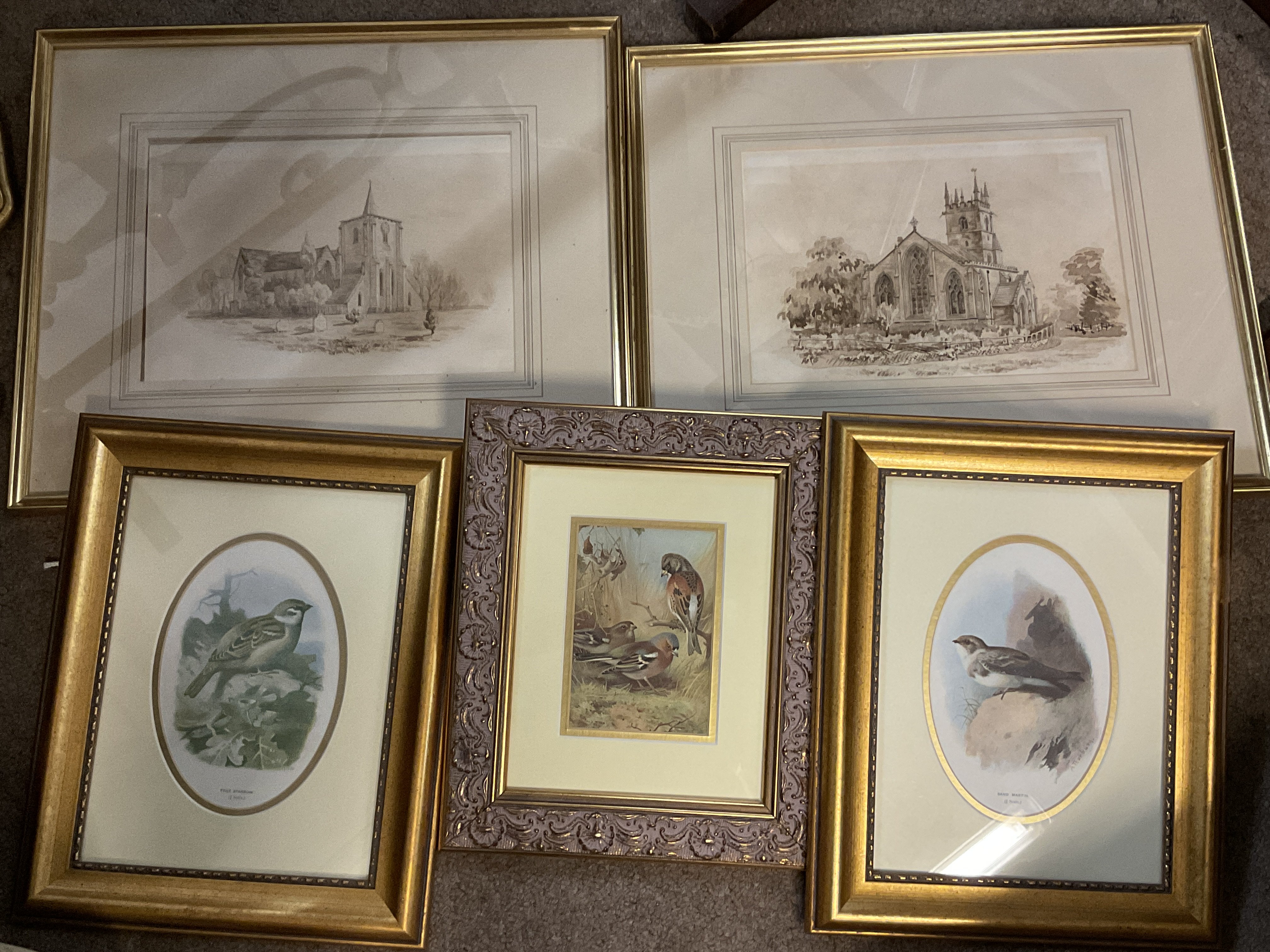 A collection of five pictures including two 19th c