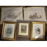 A collection of five pictures including two 19th c
