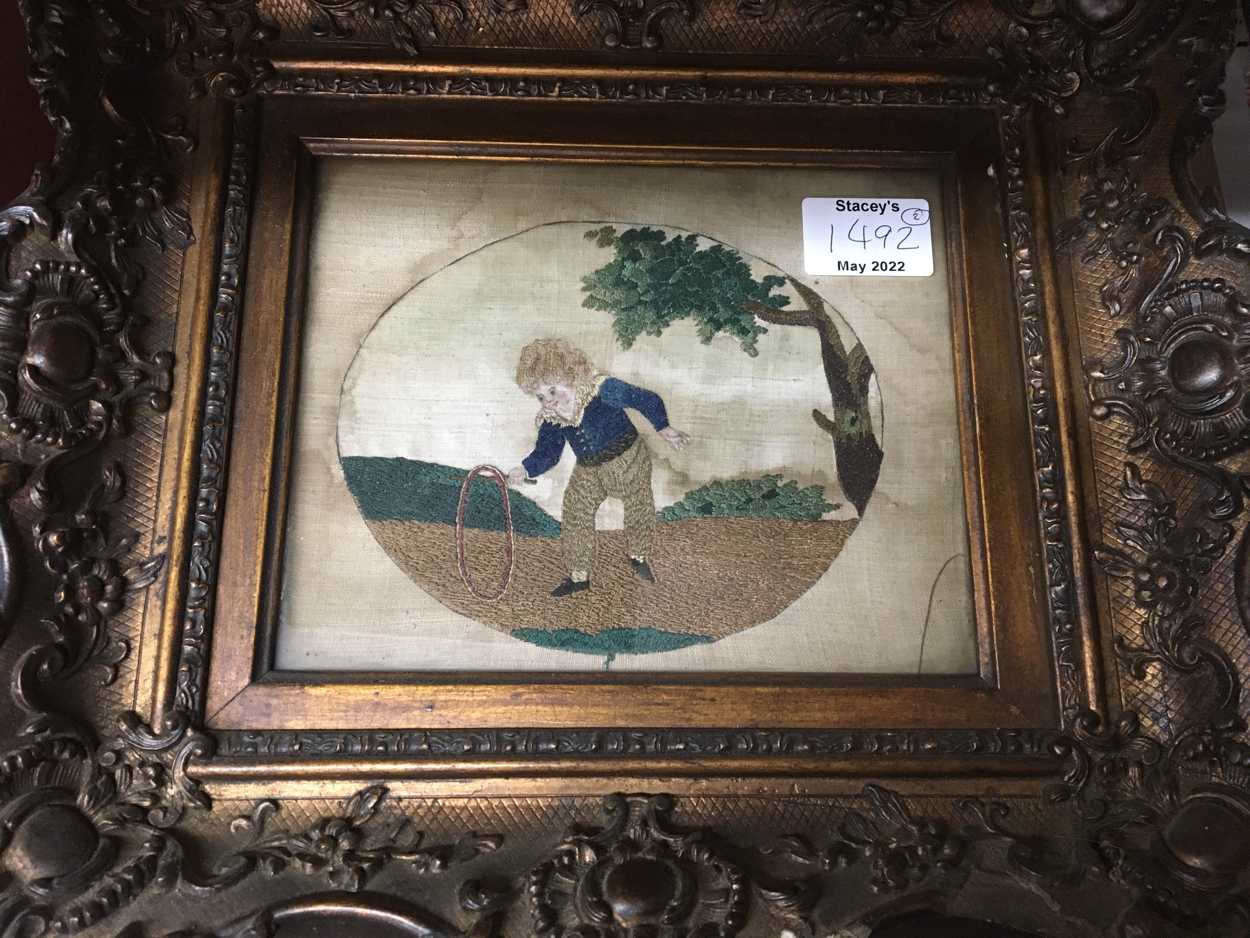 Two framed Early 19th Century tapestries, depictin - Bild 3 aus 4
