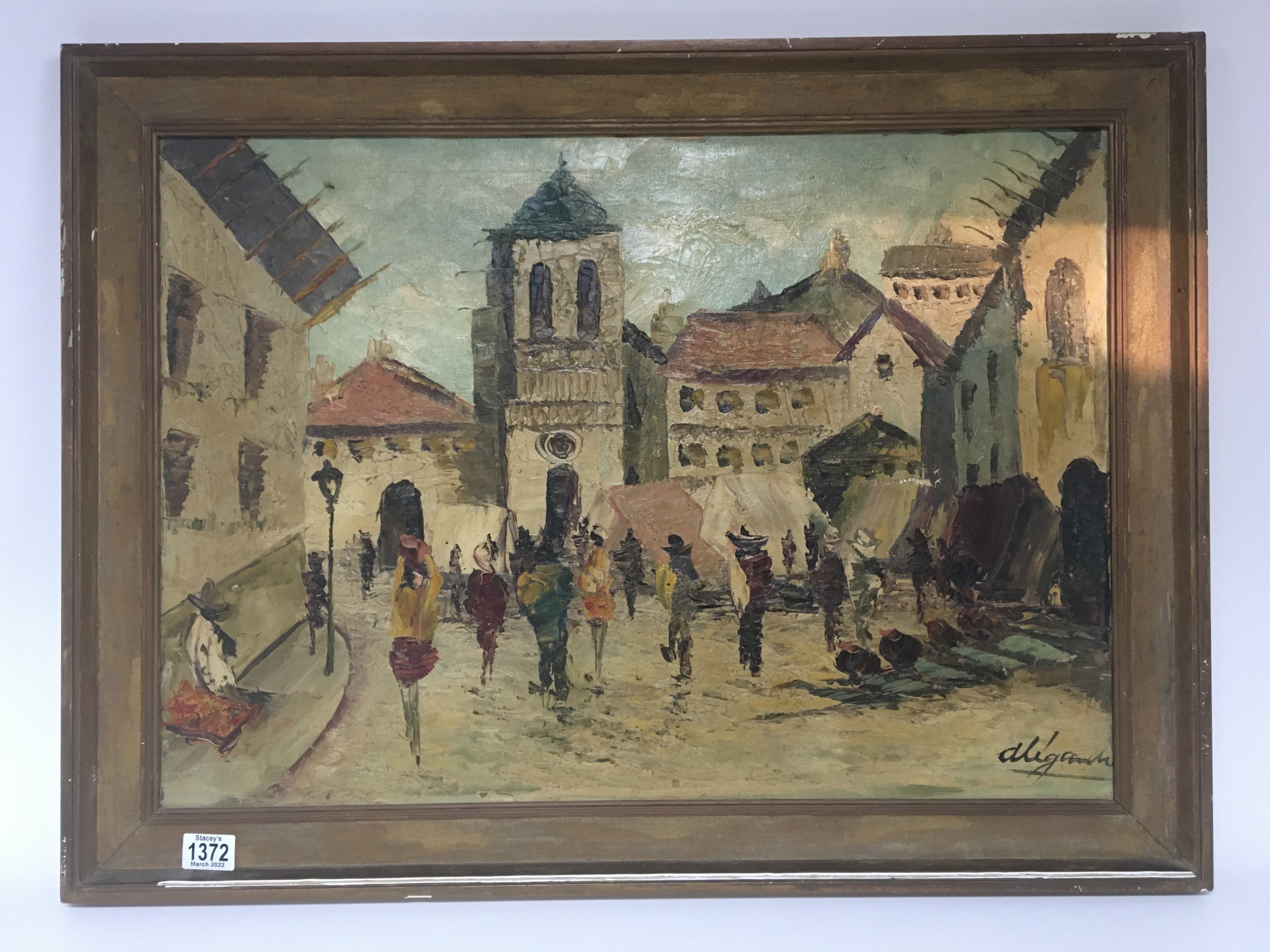 A 20th century framed oil painting on canvas depic - Bild 3 aus 3