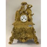 A 19th French gilt Ormolu mantle clock, with white