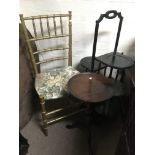 A cake stand, occasional table and chair (3).