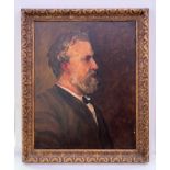 An oil on canvas portrait of Robert Browning after