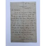 A signed letter by Robert Browning to a Mr Boehm (