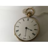 An 18carat gold button wind open face pocket watch