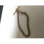 A 9carat gold watch chain with T bar end weight 22