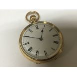 An 18carat gold open face button wind pocket watch