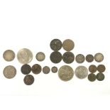 A collection of old coins comprising an 1887 Victo