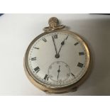 A 9carat gold cased button wind pocket watch not s