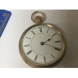 An 18carat gold button wind pocket watch open face