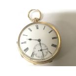 An 18carat gold cased key wind pocket watch seen w