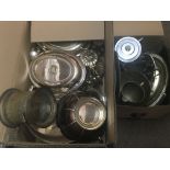 Two boxes containing a a large quantity of silver plate including oval vegetable dishes Art Deco tea