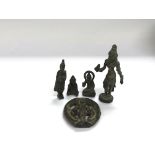 Withdrawn - Five small bronze Buddhist items, tallest approx 7