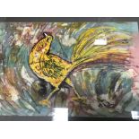 A framed modern painting on fabric the yellow chic