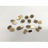 Four pairs of gold cufflinks and two pairs of earr