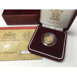 A gold proof half sovereign 2002 with fitted box .