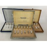 3 cased .800 silver spoon sets, all with identical