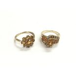 Two 9ct gold rings set with citrines, approx total