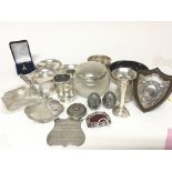 A collection of silver dishes and silver oddments