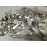 A collection of silver spoons and napkin rings inc