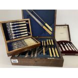 3 cased silver plated cutlery sets.