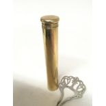 A silver gilt storage tube a Vintage silver hair t