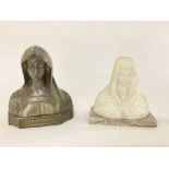 An alabaster bust of Madonna 15cm, together with a