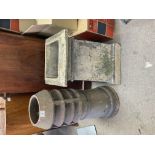 2 large terracotta chimney pots, 77cm/ 62cm