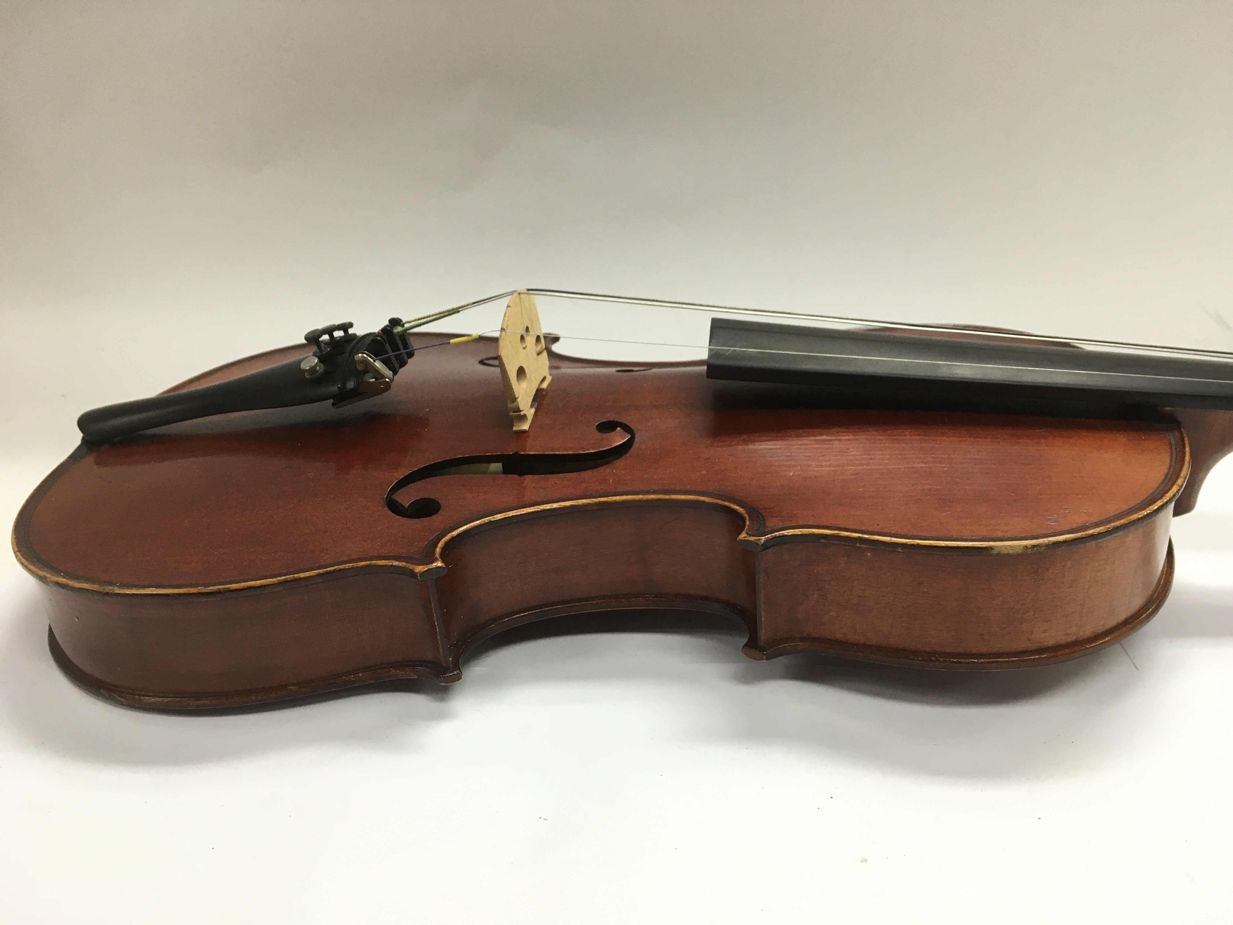 A circa 1920 Thibouville Lamp cased violin with bow. - Image 6 of 8